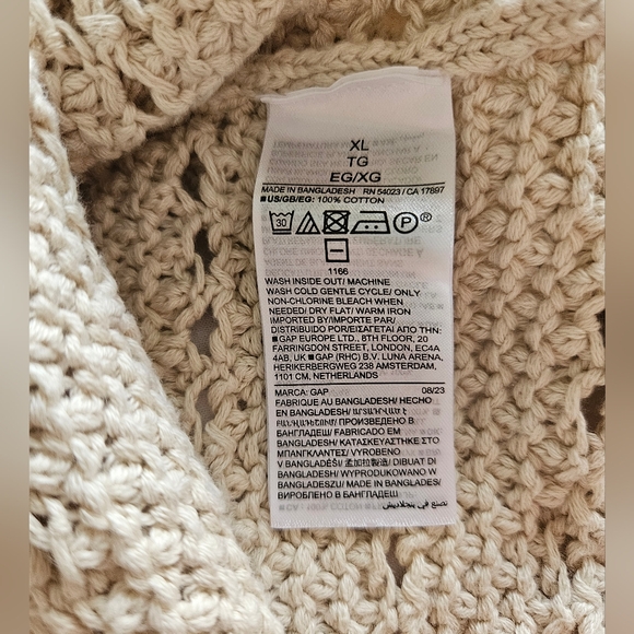 GAP 24/7 Split-Hem Crochet Sweater, Color: Chino, Size: XL - Picture 7 of 8